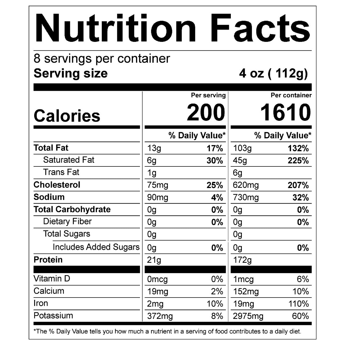 organic prairie beef chuck roast nutritional information