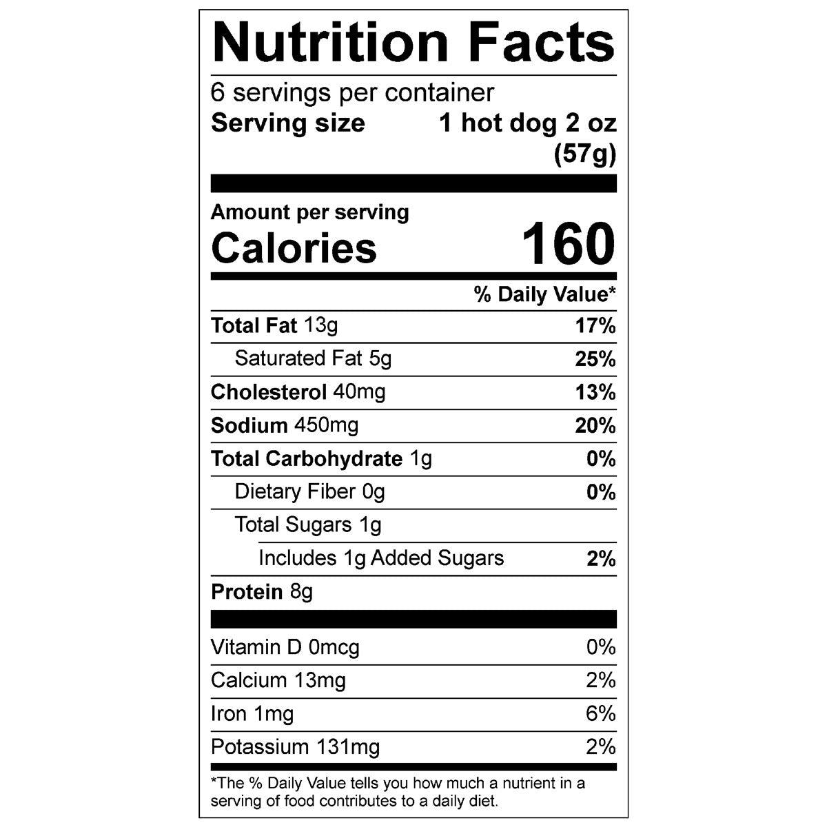 organic prairie beef hot dogs nutritional information