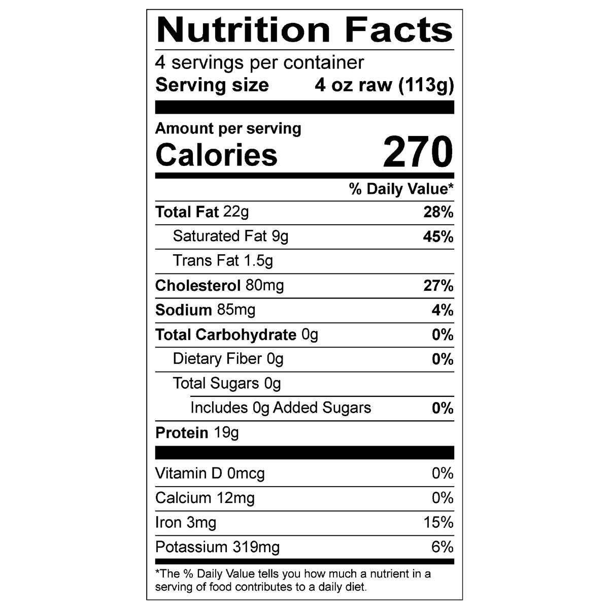 organic prairie beef short ribs nutritional information