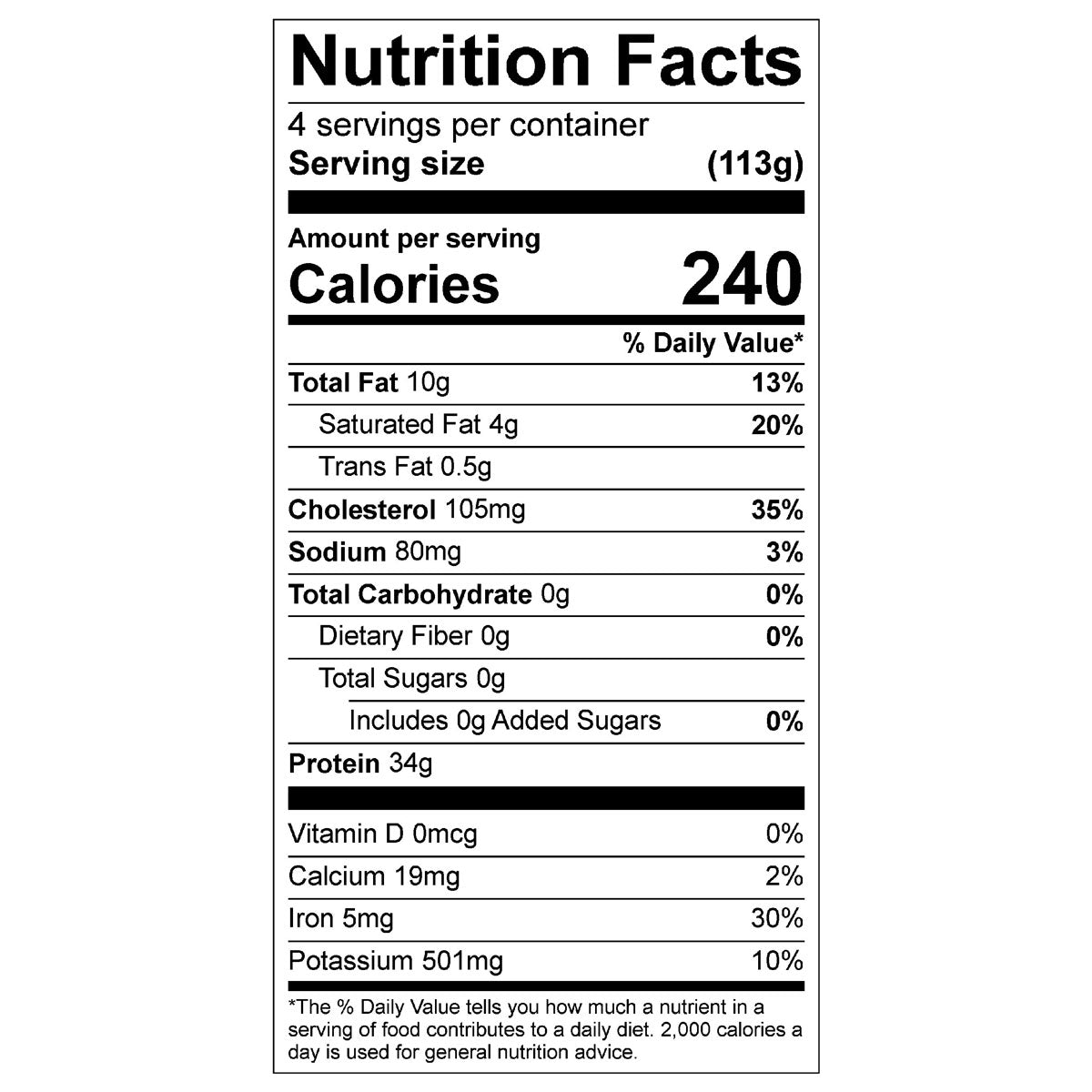 organic prairie beef tenderloin tips nutritional information