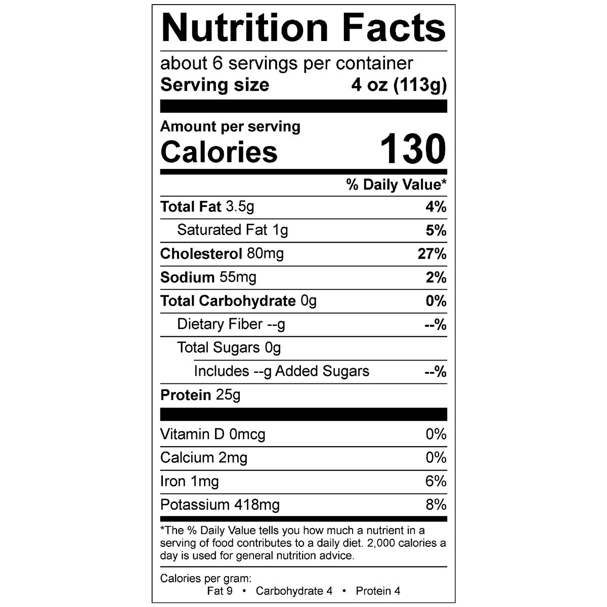 organic prairie chicken breasts nutritional information