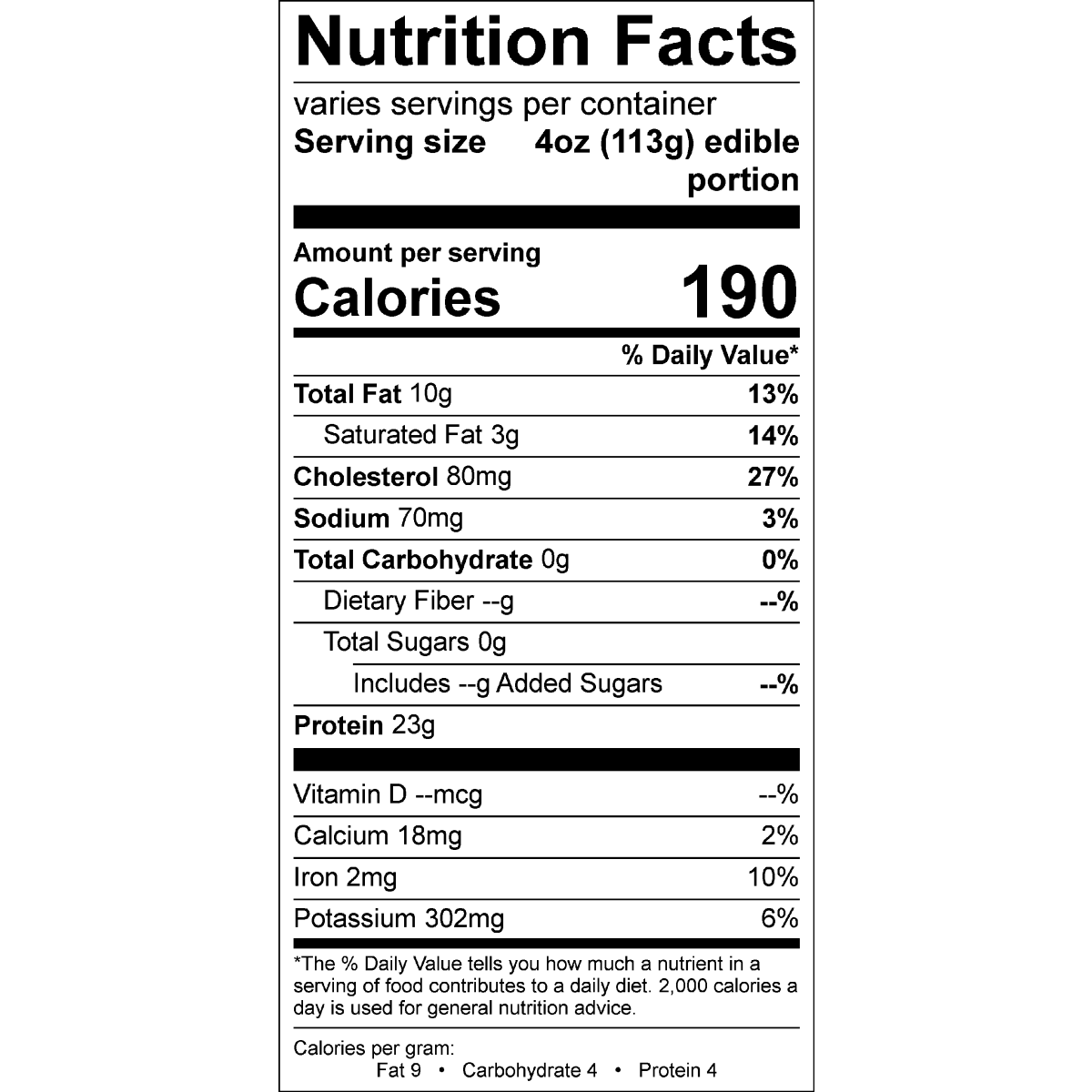 Organic Prairie Organic Whole Turkey Medium Nutrition Facts